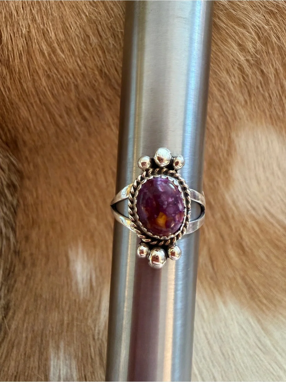 ❤️ Navajo Purple Spiny Oyster Sterling Silver Native American Size 7 Ring - Picture 10 of 15